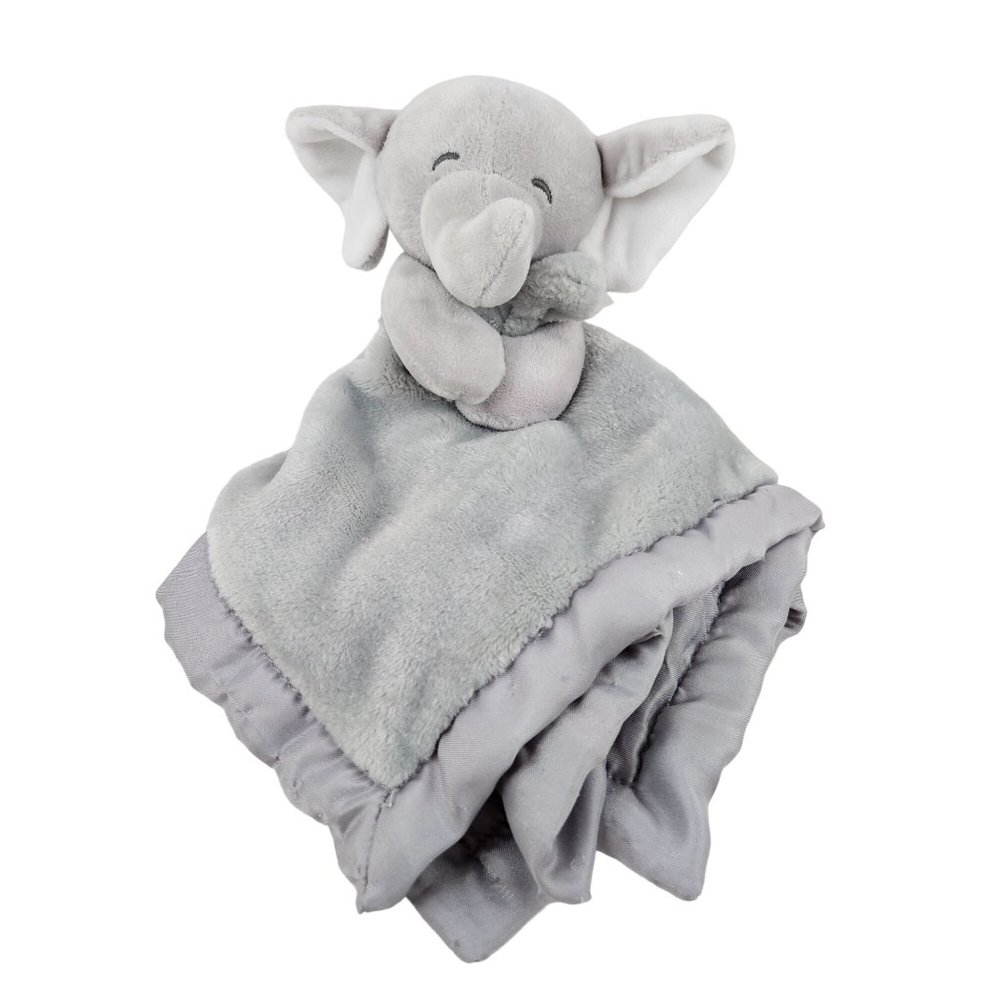 Carters Elephant Plush Lovey Gray Satin Edge and Back Security Blaket 2020